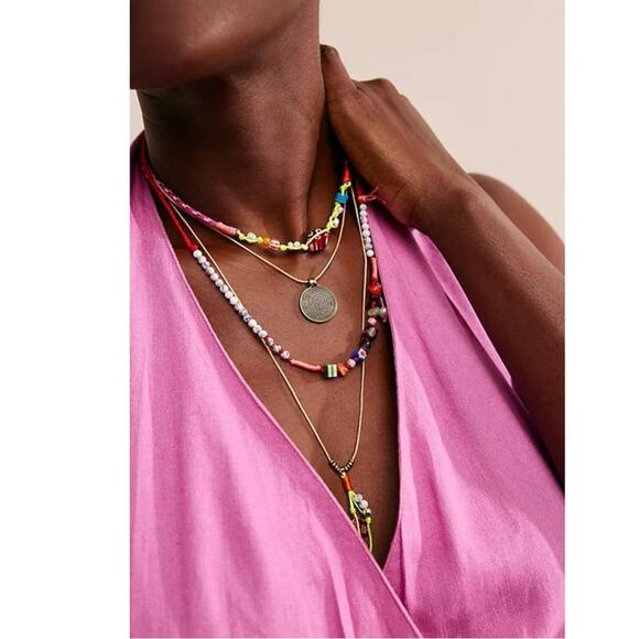 Free People My Magic Layered Necklace Gold Ariana Ost Bohemian Whimsical NEW - Picture 6 of 16